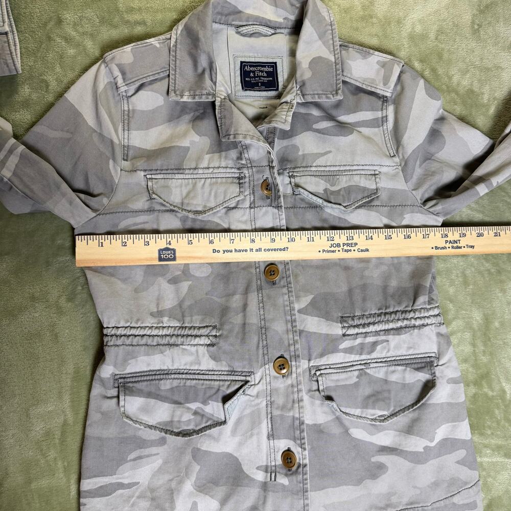 Abercrombie & Fitch Camo Utility Jacket Drawstring Waist Twill Military - Picture 12 of 16